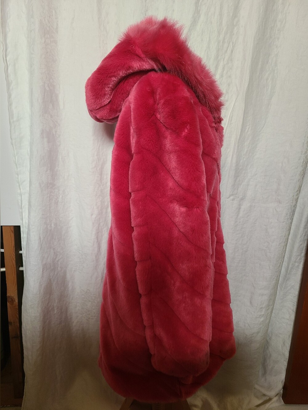Jessica Hot Pink Hooded Teddy Coat Vintage - Picture 5 of 8